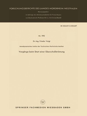cover image of Vorgänge beim Start einer Überschallströmung